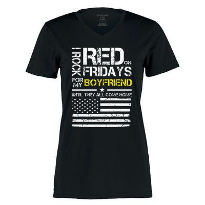 Red Friday Military Girlfriend Wear Red For Boyfriend Women's Momentum V-Neck T-Shirt