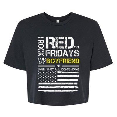 Red Friday Military Girlfriend Wear Red For Boyfriend Bella+Canvas Jersey Crop Tee