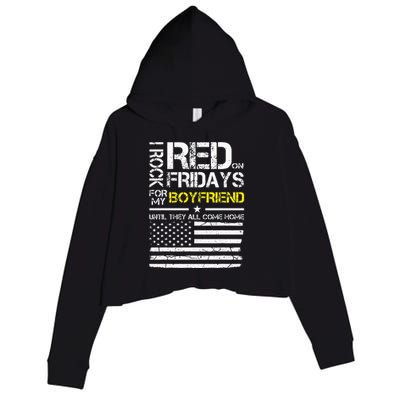 Red Friday Military Girlfriend Wear Red For Boyfriend Crop Fleece Hoodie