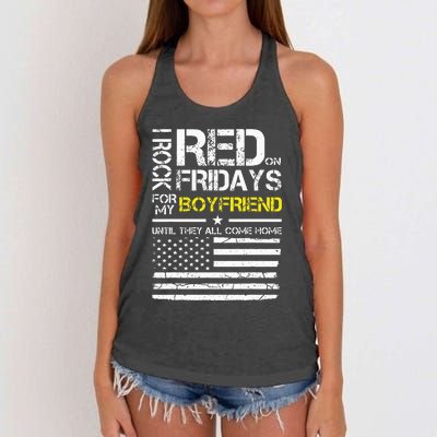 Red Friday Military Girlfriend Wear Red For Boyfriend Women's Knotted Racerback Tank