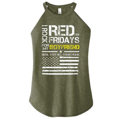 Red Friday Military Girlfriend Wear Red For Boyfriend Women’s Perfect Tri Rocker Tank