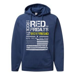 Red Friday Military Girlfriend Wear Red For Boyfriend Performance Fleece Hoodie