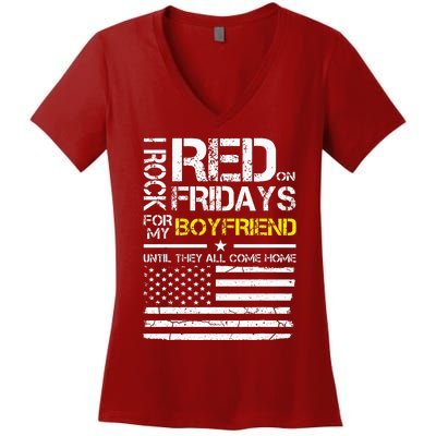 Red Friday Military Girlfriend Wear Red For Boyfriend Women's V-Neck T-Shirt