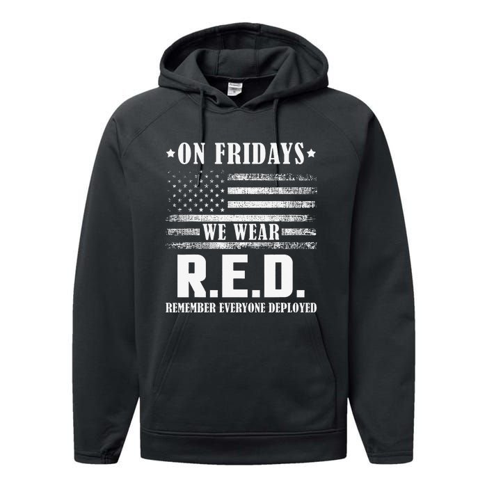 RED Friday Military US Army Remember erveryone deployed Performance Fleece Hoodie