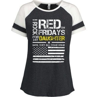 Red Friday Military Dad Wear Red For My Daughter Enza Ladies Jersey Colorblock Tee