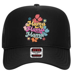 Retro Floral Mama Cute Mother's Day Mama T Design High Crown Mesh Back Trucker Hat