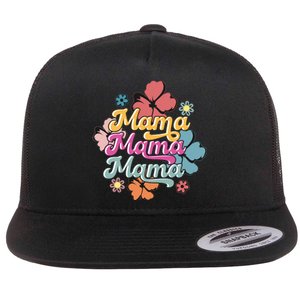 Retro Floral Mama Cute Mother's Day Mama T Design Flat Bill Trucker Hat