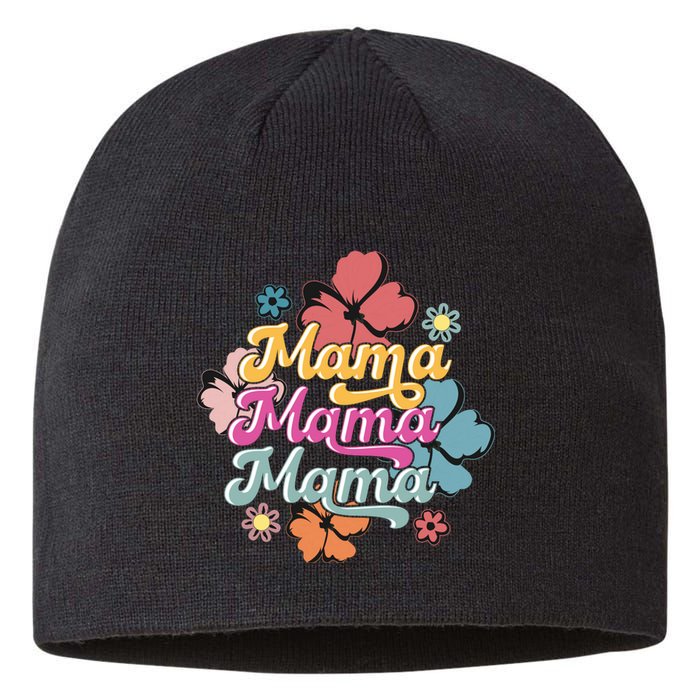 Retro Floral Mama Cute Mother's Day Mama T Design Sustainable Beanie