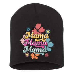 Retro Floral Mama Cute Mother's Day Mama T Design Short Acrylic Beanie