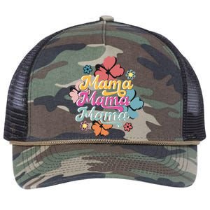 Retro Floral Mama Cute Mother's Day Mama T Design Retro Rope Trucker Hat Cap