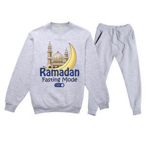 Ramadan Fasting Mode On Gift Cool Islamic Fasting Gift Idea Funny Gift Premium Crewneck Sweatsuit Set