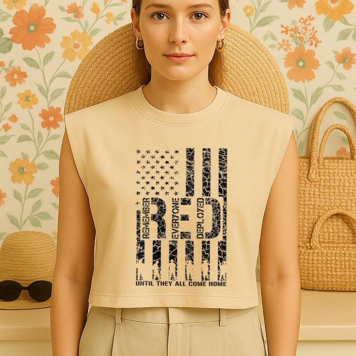 Red Friday Military Veteran Remember Everyone Deployed Garment-Dyed Women's Muscle Tee