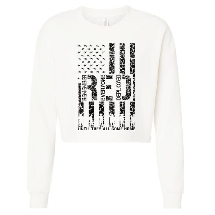 Red Friday Military Veteran Remember Everyone Deployed Cropped Pullover Crew