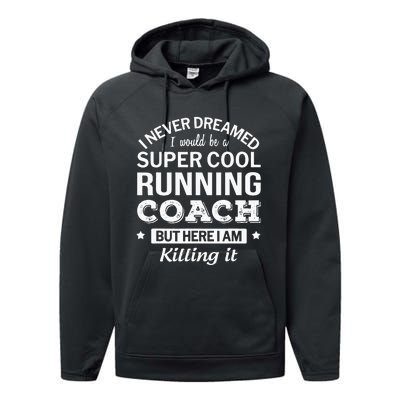 Running For Mom Marathoner Runner Coach Racing Performance Fleece Hoodie