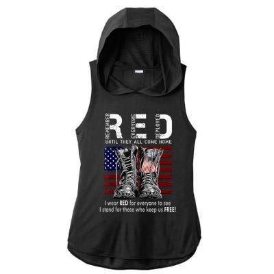 R.E.D Friday Military Remember Everyone Deployed Ladies PosiCharge Tri-Blend Wicking Draft Hoodie Tank