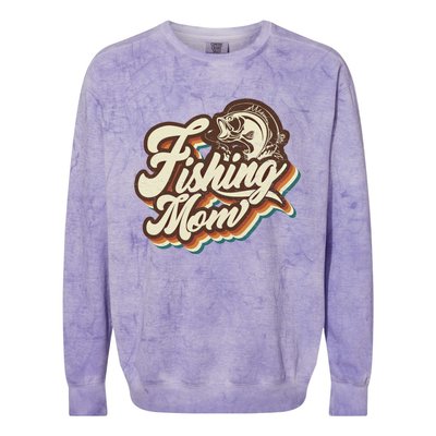 Retro Fishing Mom Sports Mama Mothers Day Gift Colorblast Crewneck Sweatshirt