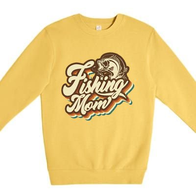 Retro Fishing Mom Sports Mama Mothers Day Gift Premium Crewneck Sweatshirt