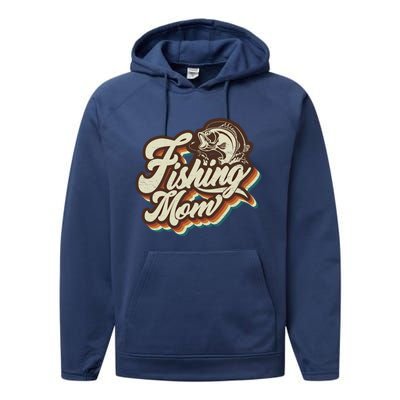 Retro Fishing Mom Sports Mama Mothers Day Gift Performance Fleece Hoodie