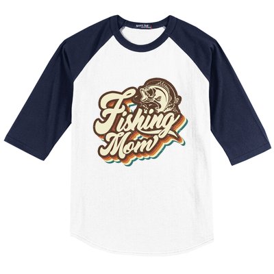 Retro Fishing Mom Sports Mama Mothers Day Gift Baseball Sleeve Shirt