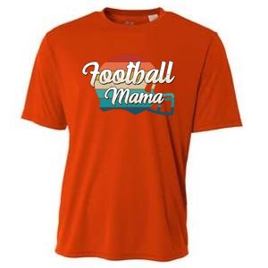 Retro Football Mama Helmet Coach Player Mom Team Cool Gift Cooling Performance Crew T-Shirt