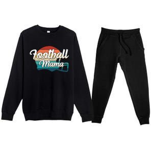 Retro Football Mama Helmet Coach Player Mom Team Cool Gift Premium Crewneck Sweatsuit Set