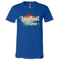 Retro Football Mama Helmet Coach Player Mom Team Cool Gift V-Neck T-Shirt