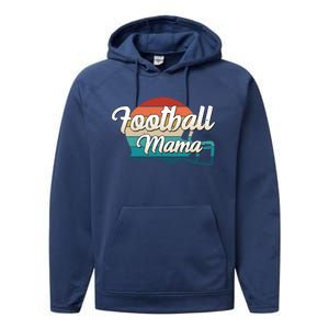 Retro Football Mama Helmet Coach Player Mom Team Cool Gift Performance Fleece Hoodie