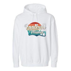 Retro Football Mama Helmet Coach Player Mom Team Cool Gift Garment-Dyed Fleece Hoodie