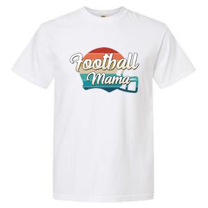 Retro Football Mama Helmet Coach Player Mom Team Cool Gift Garment-Dyed Heavyweight T-Shirt