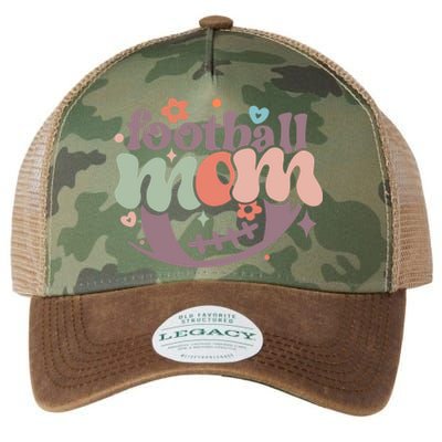 Retro Football Mom Game Groovy American Football Mama Gift Legacy Tie Dye Trucker Hat