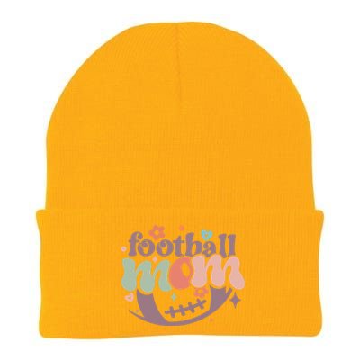 Retro Football Mom Game Groovy American Football Mama Gift Knit Cap Winter Beanie