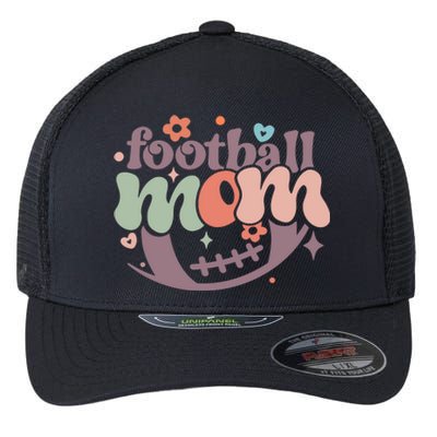 Retro Football Mom Game Groovy American Football Mama Gift Flexfit Unipanel Trucker Cap