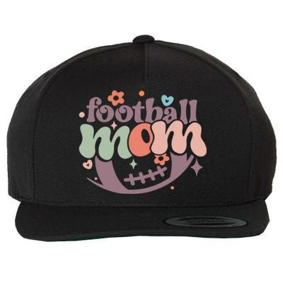 Retro Football Mom Game Groovy American Football Mama Gift Wool Snapback Cap