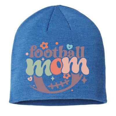 Retro Football Mom Game Groovy American Football Mama Gift Sustainable Beanie