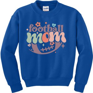 Retro Football Mom Game Groovy American Football Mama Gift Kids Sweatshirt