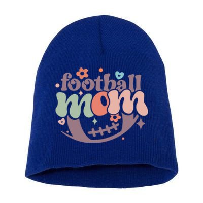 Retro Football Mom Game Groovy American Football Mama Gift Short Acrylic Beanie