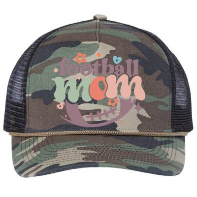 Retro Football Mom Game Groovy American Football Mama Gift Retro Rope Trucker Hat Cap