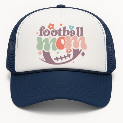 Retro Football Mom Game Groovy American Football Mama Gift Trucker Hat