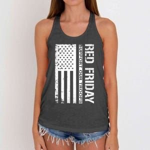 Red Friday Military Remember Everyone Deployed Women's Knotted Racerback Tank