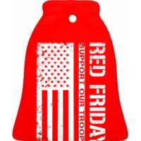 Red Friday Military Remember Everyone Deployed Ceramic Bell Ornament