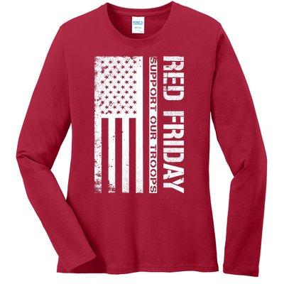 Red Friday Military Remember Everyone Deployed Ladies Long Sleeve Shirt