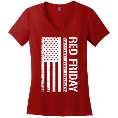 Red Friday Military Remember Everyone Deployed Women's V-Neck T-Shirt