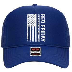 Red Friday Military Remember Everyone Deployed High Crown Mesh Back Trucker Hat