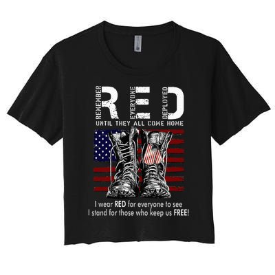 R.E.D Friday Military Remember Everyone Deployed Women's Crop Top Tee