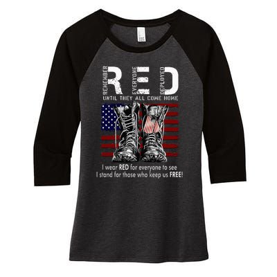 R.E.D Friday Military Remember Everyone Deployed Women's Tri-Blend 3/4-Sleeve Raglan Shirt