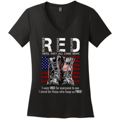 R.E.D Friday Military Remember Everyone Deployed Women's V-Neck T-Shirt