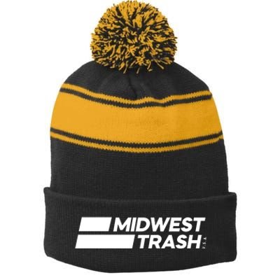 Real Friends Midwest Trash Logo Stripe Pom Pom Beanie