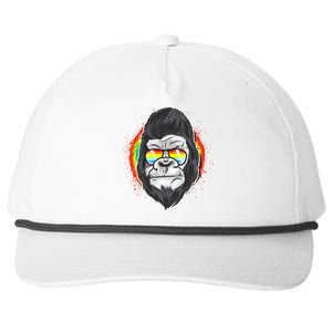 Rainbow Flag Monkey Lgbt Pride Gay Gorilla Gift Snapback Five-Panel Rope Hat