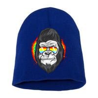 Rainbow Flag Monkey Lgbt Pride Gay Gorilla Gift Short Acrylic Beanie