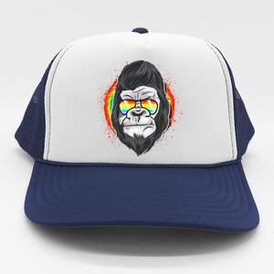 Rainbow Flag Monkey Lgbt Pride Gay Gorilla Gift Trucker Hat